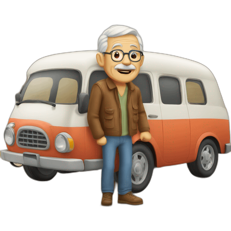 Old man on a roadtrip with friends emoji