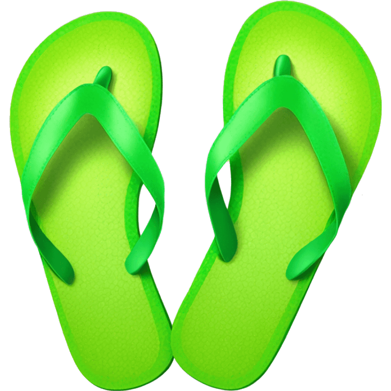 Realistic lime green gradient pair of summer flip flops isolated. emoji