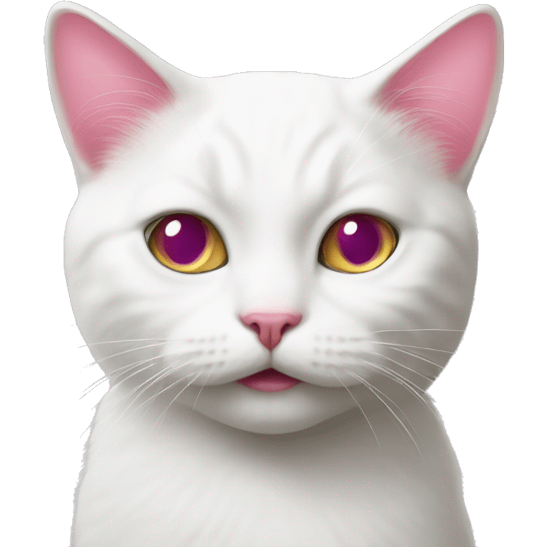 white cat with pink with pink nose emoji