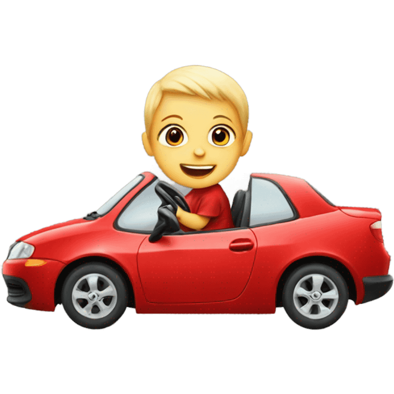 Baby driving red car emoji