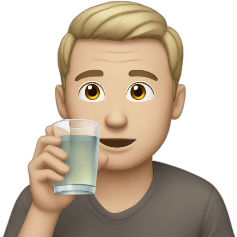 White Man drink water emoji