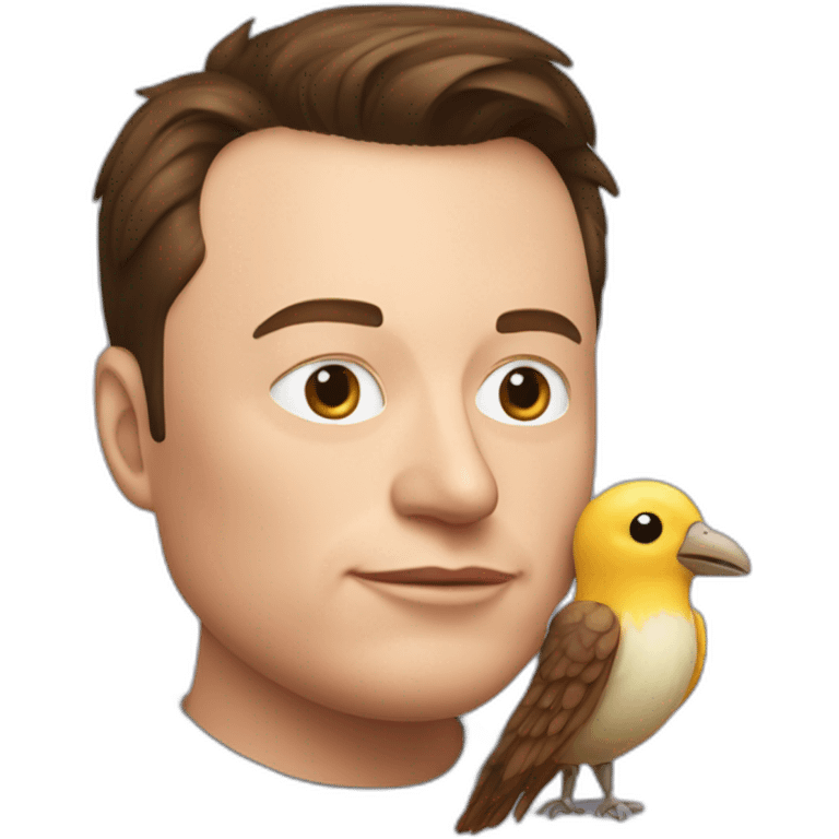 Elon Musk who sleeps with a cuddly bird from Twitter with an X on it emoji