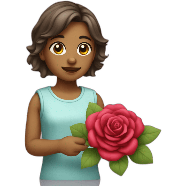 girl using her rose toy emoji