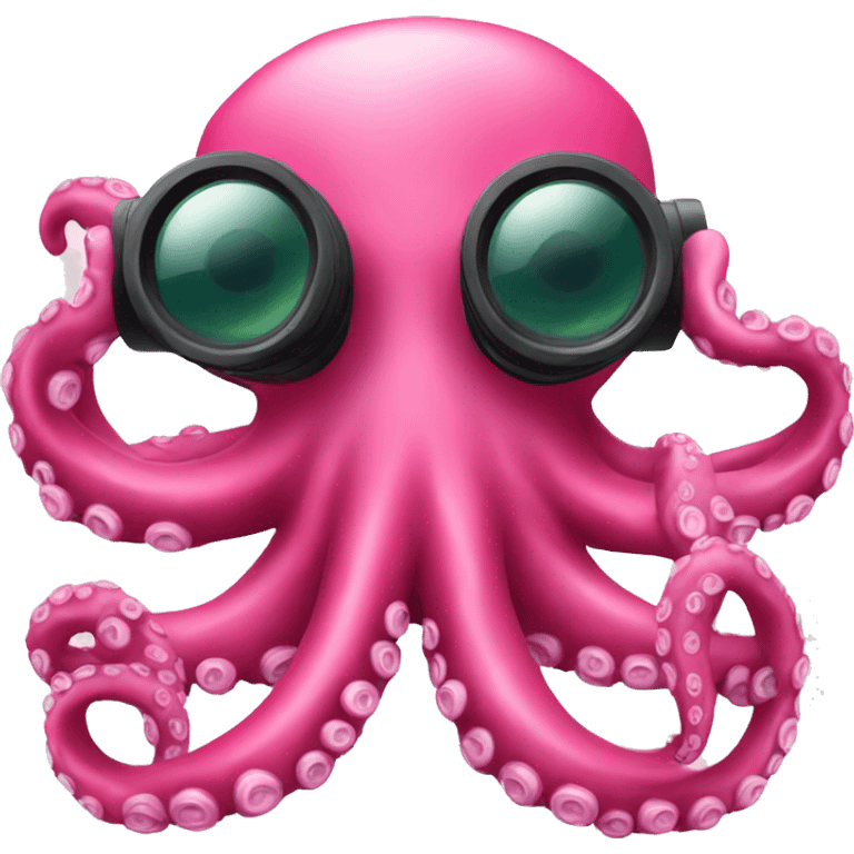 pink octopus with binoculars emoji