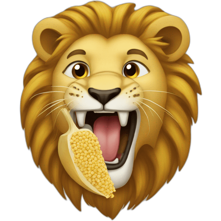 Lion eats millet emoji