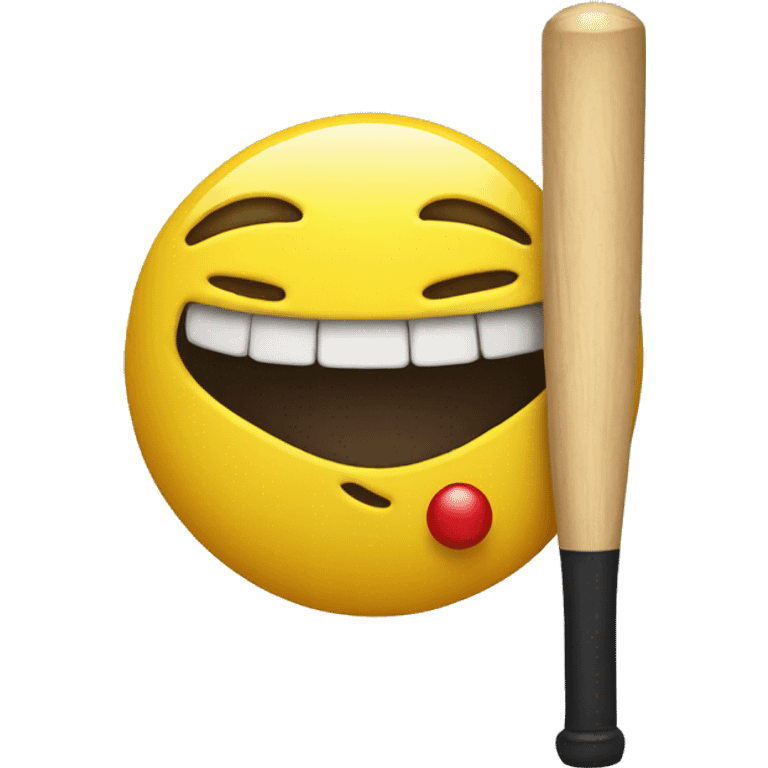 Smiley with one eye playing cricket emoji