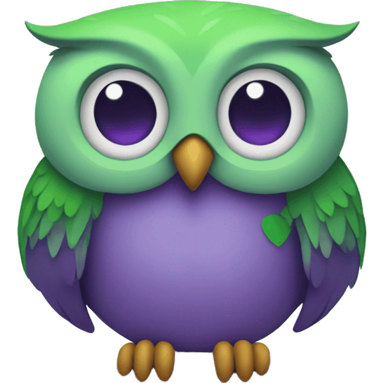 Purple and green owl holding hands emoji