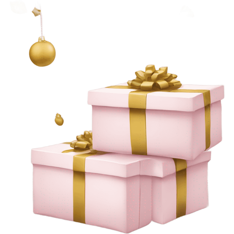 Light pink Christmas gifts under a white Christmas tree  emoji