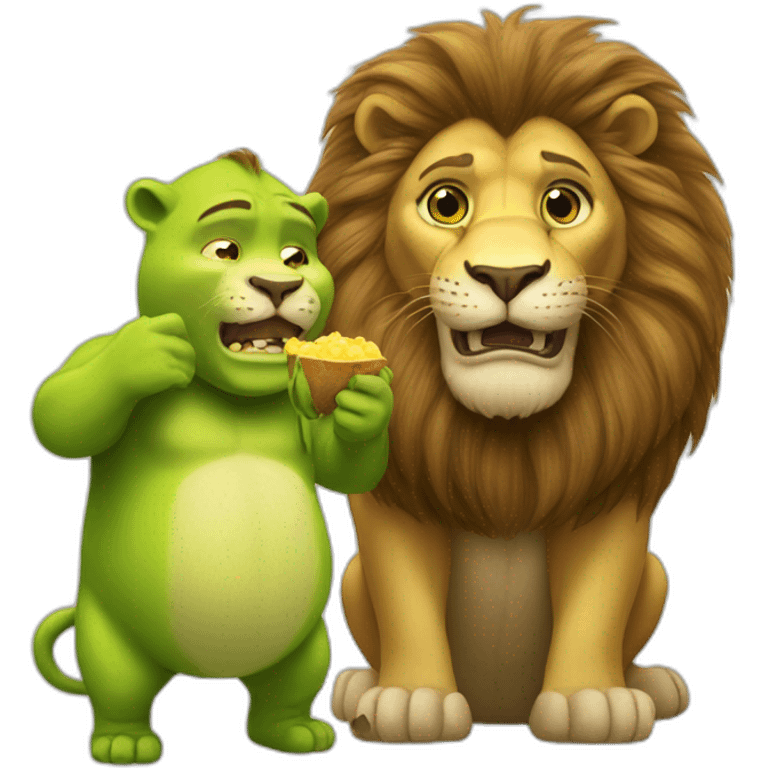 Lion eats shrek emoji