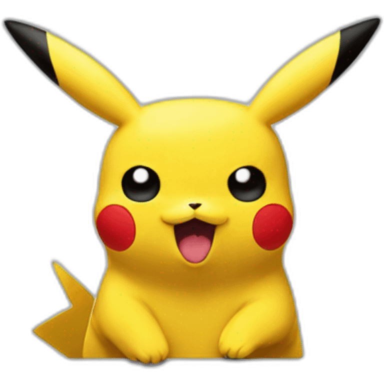 Angry pikachu behind a macbook emoji