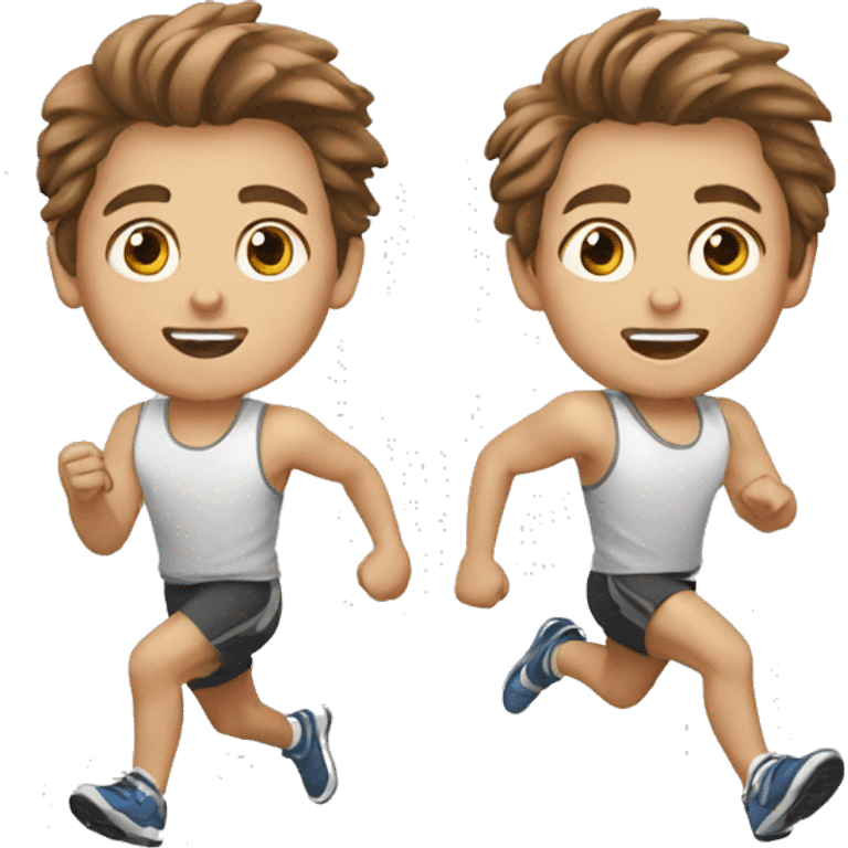 running twin boys white brown hair emoji