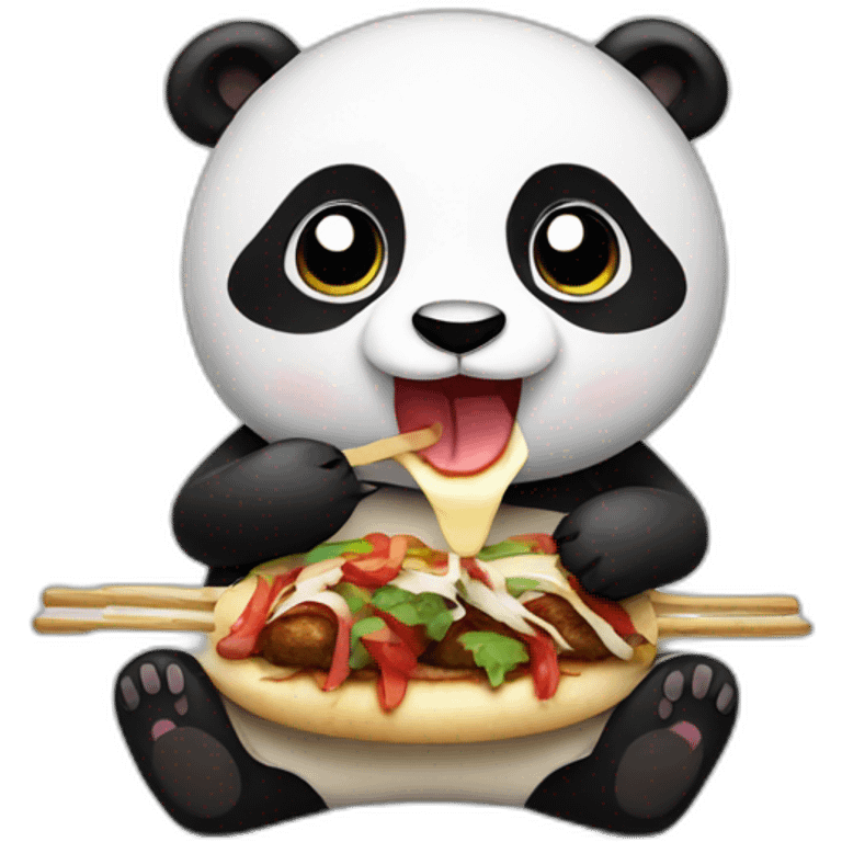 Panda eating Kebab emoji