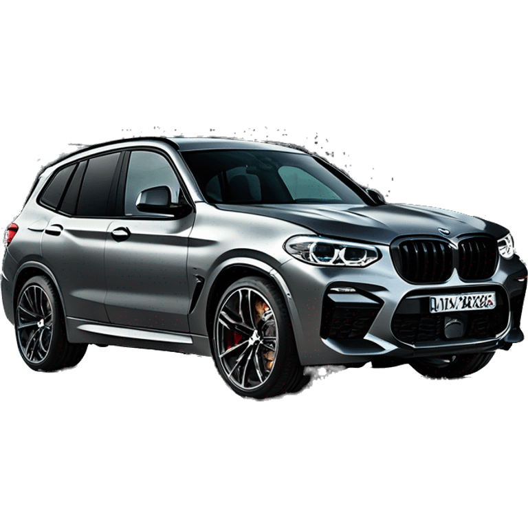 BMW x3m in donington grey metallic color with red salon emoji