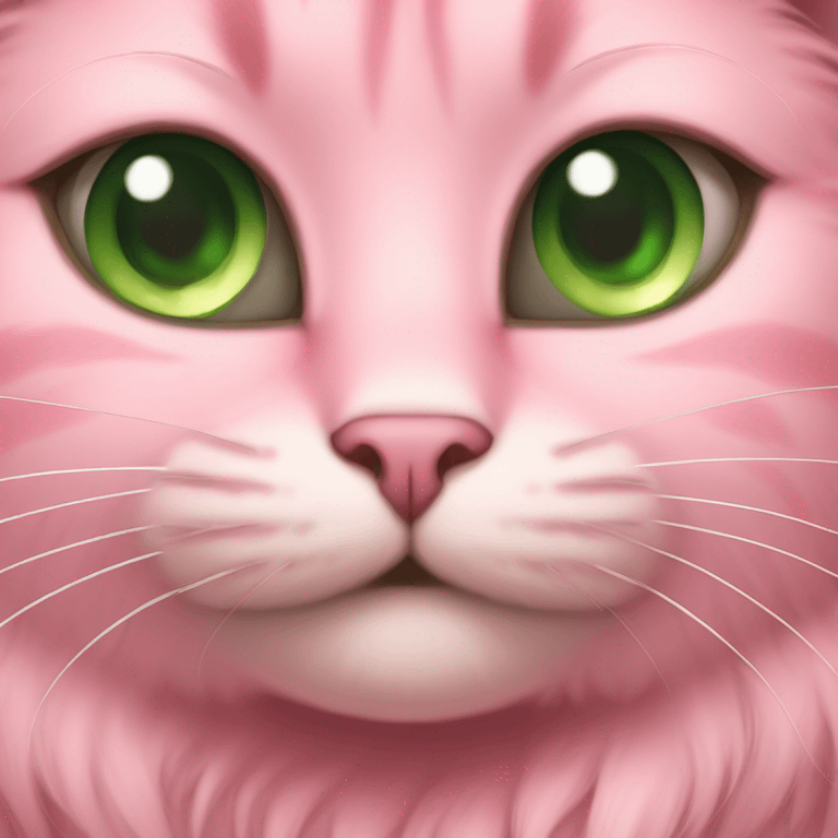 a pink cat furry with green eyes emoji