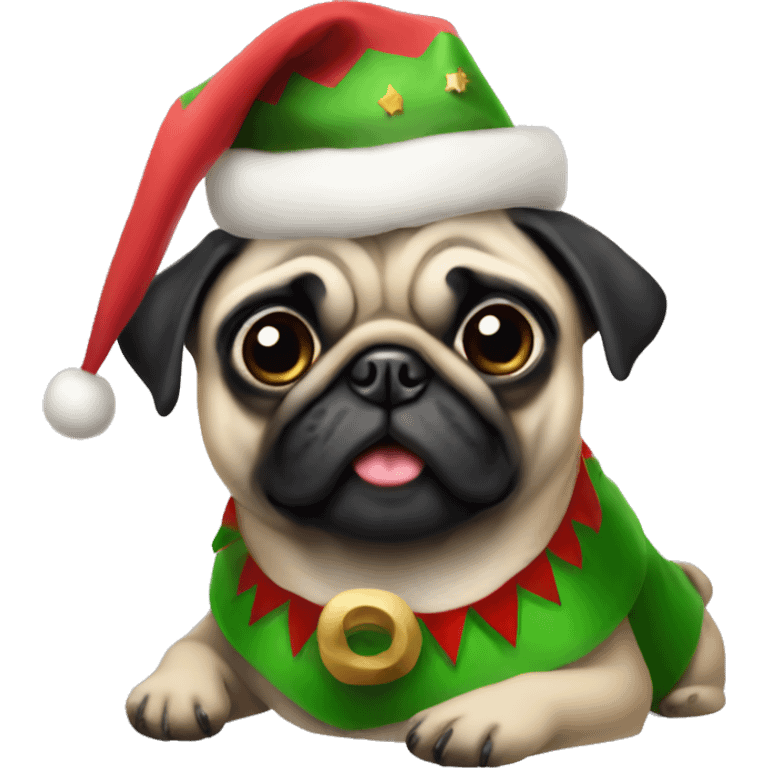  Christmas pug elf emoji