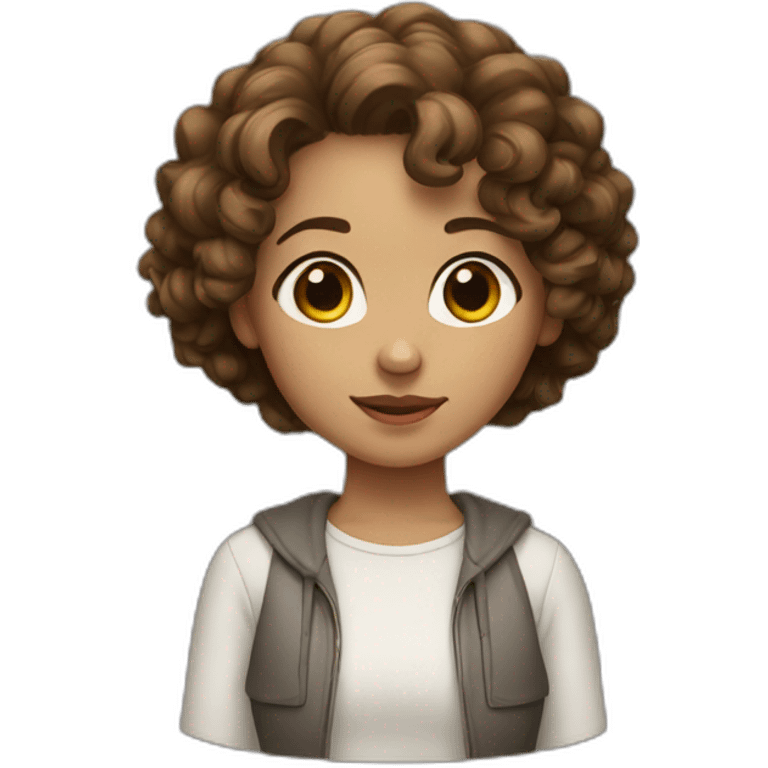 Girl with short curly brown hair emoji