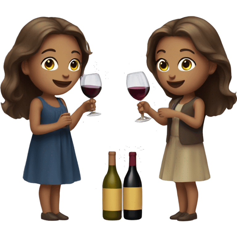 two girls with brown hair holding wine bottles emoji