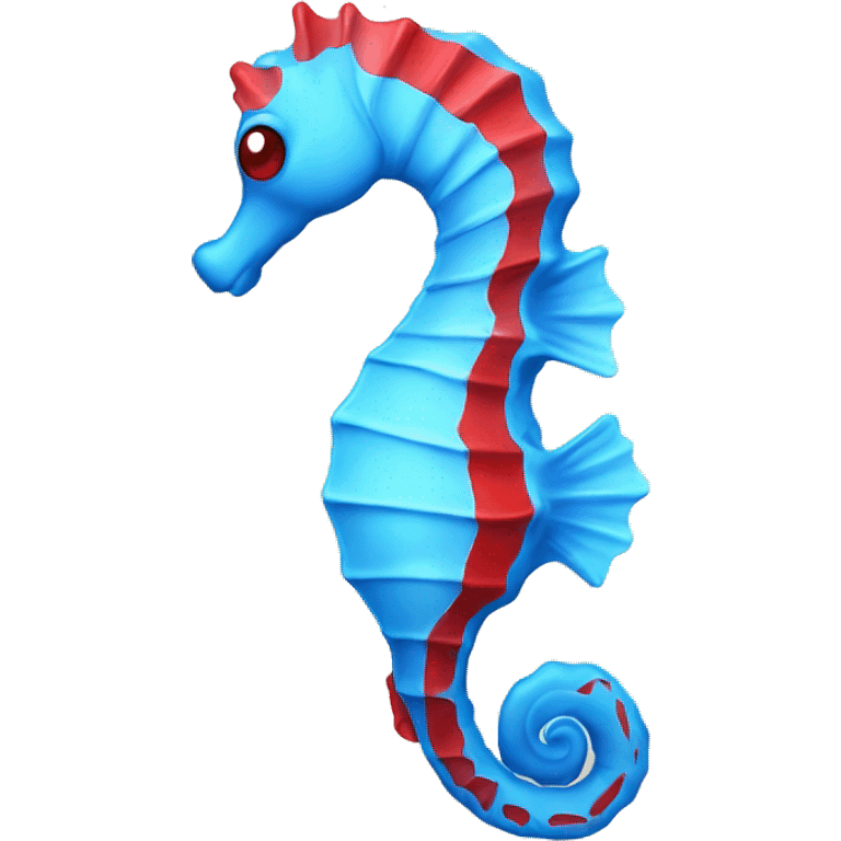 Cute blue and red seahorse that is facing left emoji