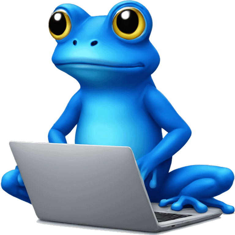 blue frog with laptop emoji