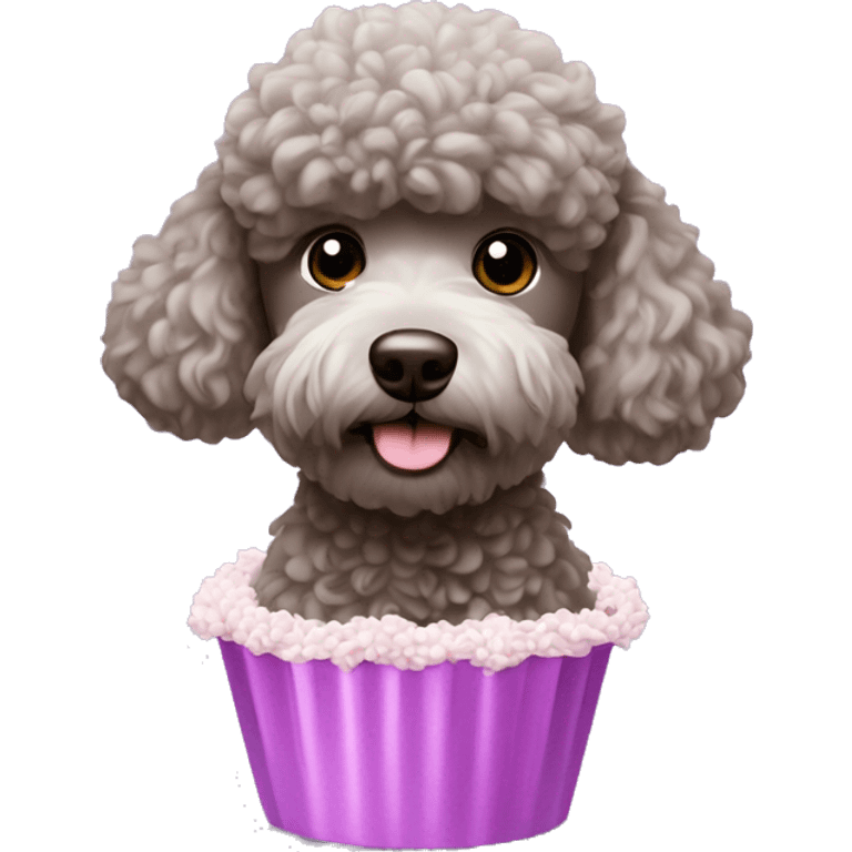 a brigadeiro with a poodle on top, on the lilac background emoji