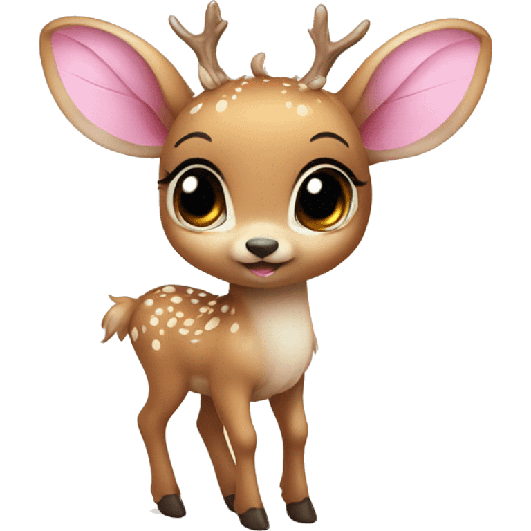 baby deer with fairy wings and a pink bow around its neck  emoji