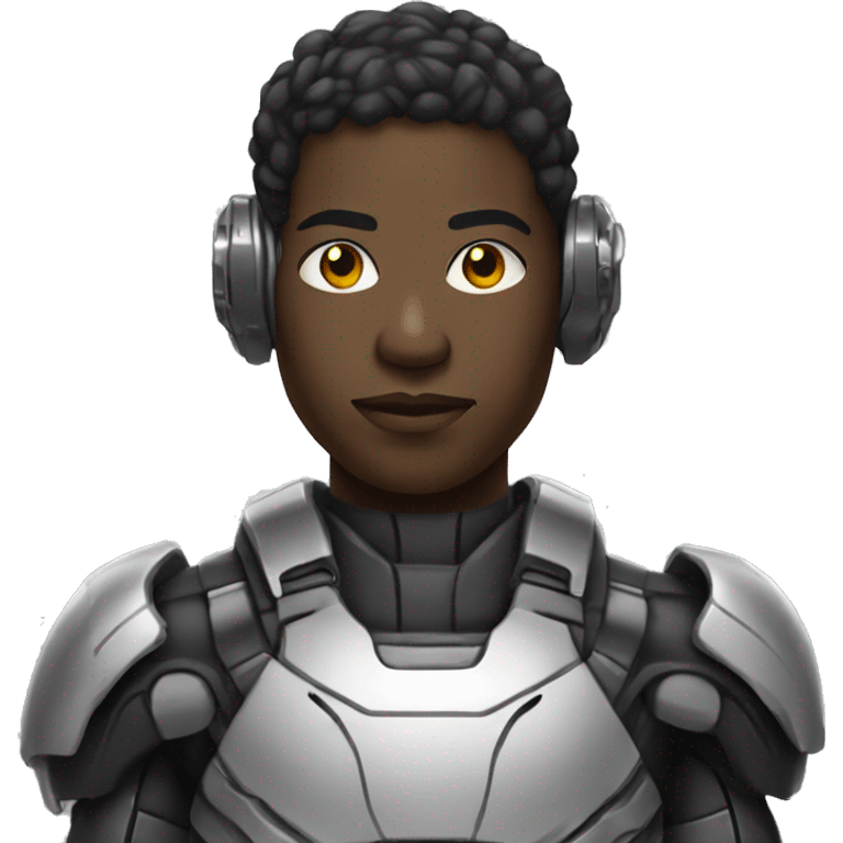 Black person wearing cyborg gear  emoji