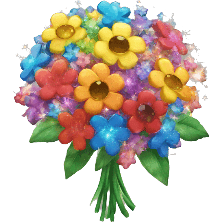 rainbow flower bouquet sparkle  emoji