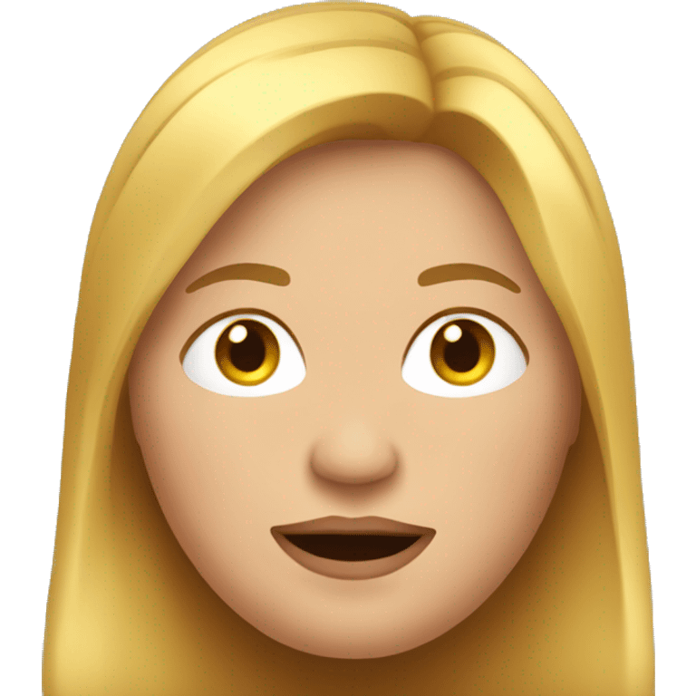 Obese, middle-aged woman, with golden long hair. emoji