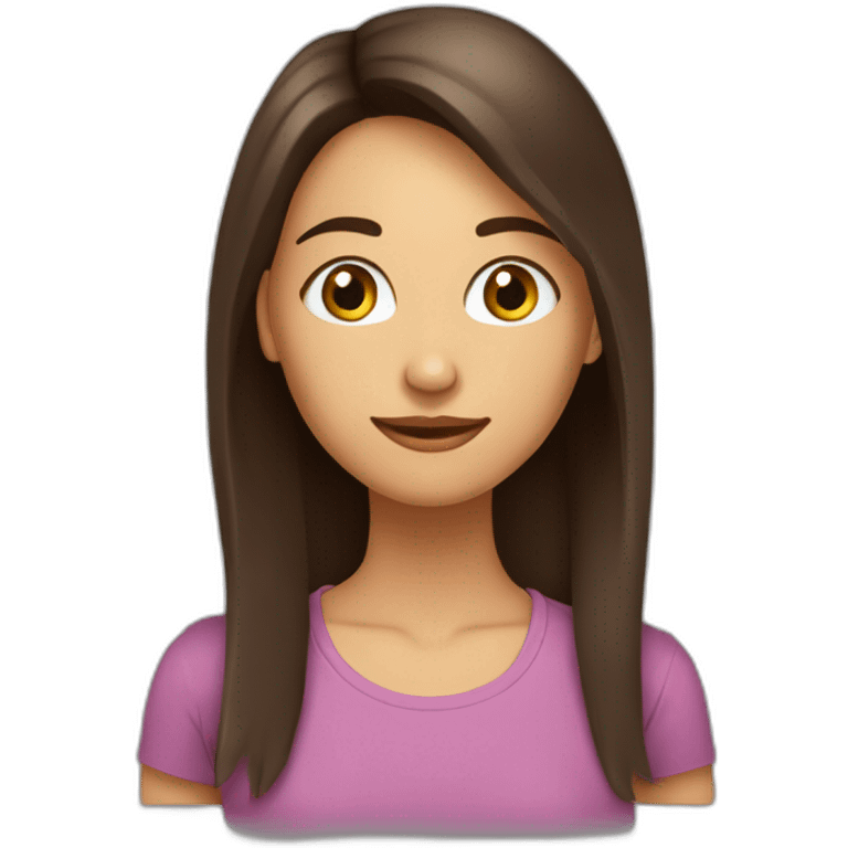 fille-brune-longs-cheveux lisses-aux-yeux-marrons-étudiante emoji