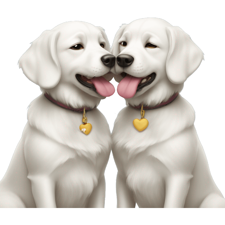 Two white dogs kissing each other emoji