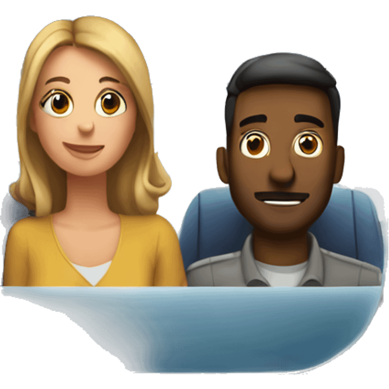 husband wife sitting in plane ciew through window  emoji