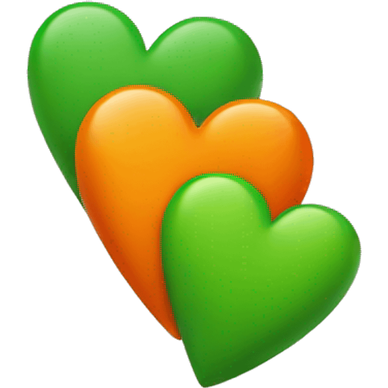 Two hearts, one orange ginger and one green emoji