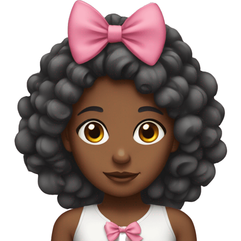 black girl with bows in her hair emoji