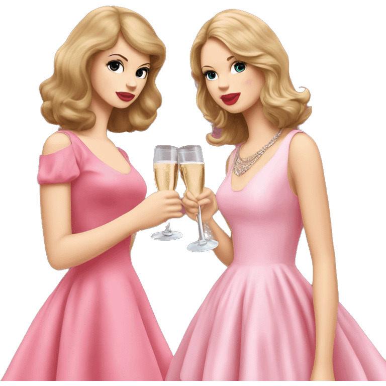 Lana del Rey & Taylor Swift drinking champagne pink dress emoji