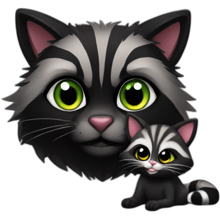 Racoon love a black cat emoji