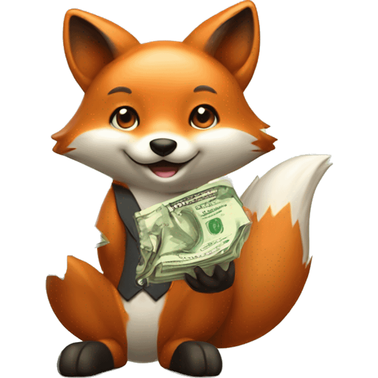 Cute-Fox-with-Money-and-gamepad-in-hands emoji