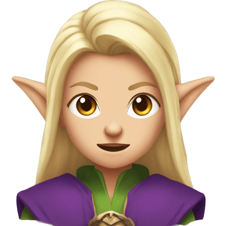 enraged angry, Noble female Elf with Elf ears and blonde hair and purple robes emoji