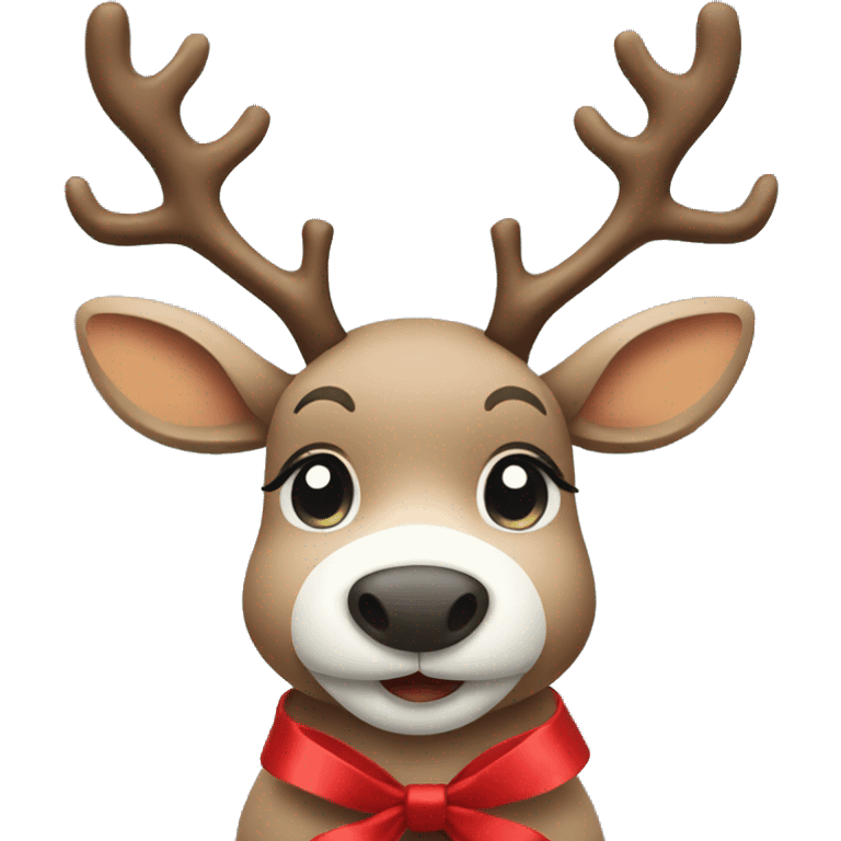 reindeer with red bow emoji