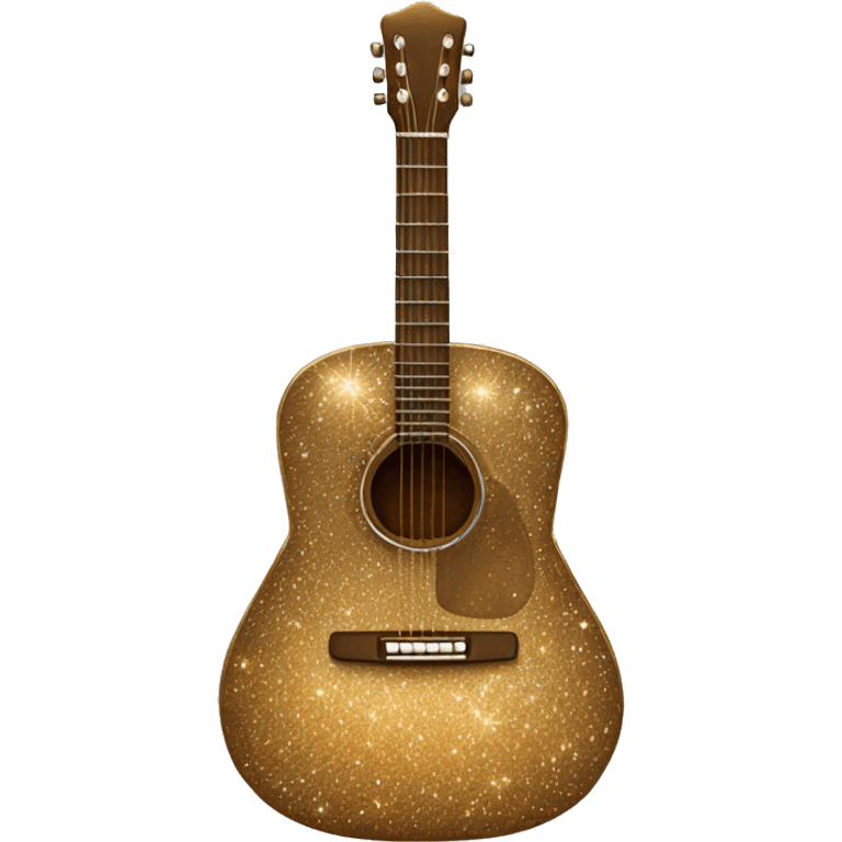 Realistic bronze acoustic guitar with sparkly shiny glitter and diamonds on it. emoji