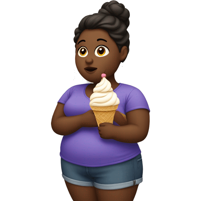 fat girl eating ice cream  emoji