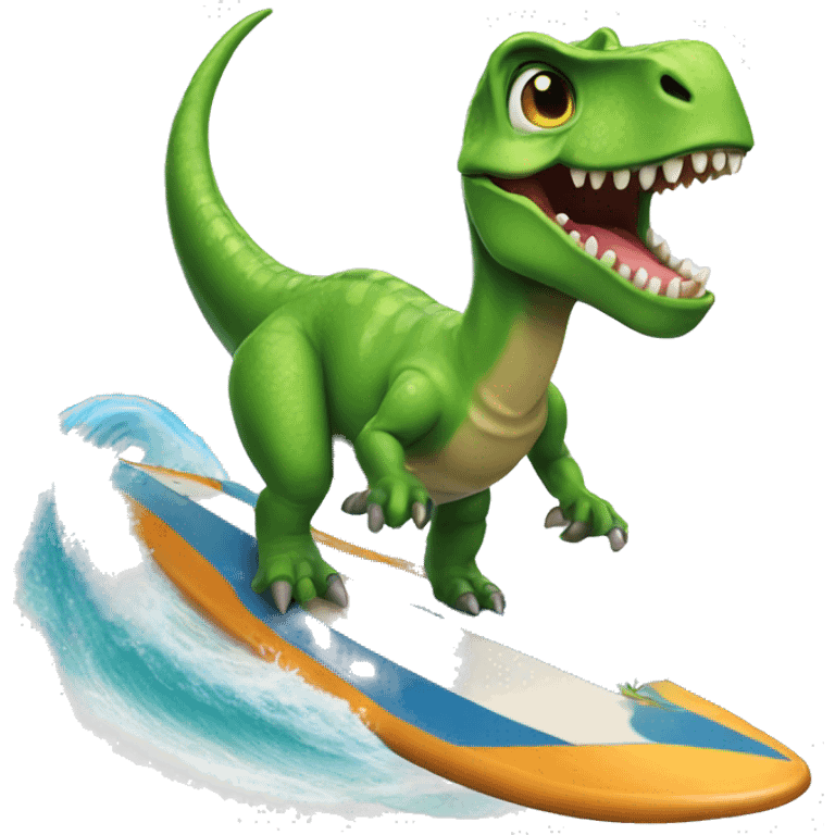 Dinosaur riding a surfboard emoji