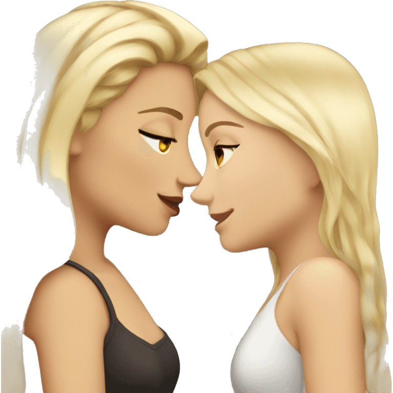 Tall blonde kissing curvy beautiful brunette  emoji