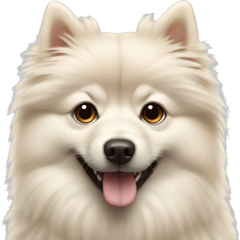 fluffy cream-colored Spitz with black eyes emoji