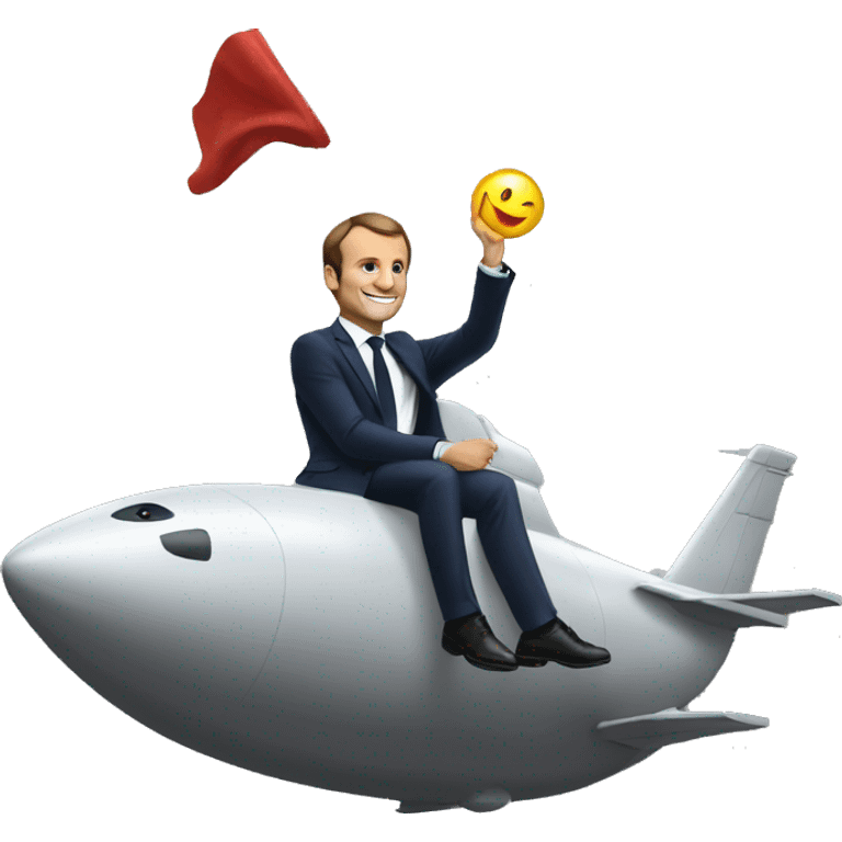 macron sur un dinausor emoji