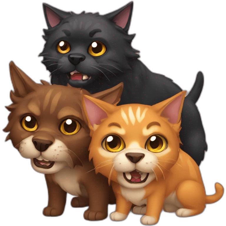 Cerberus with cat head emoji