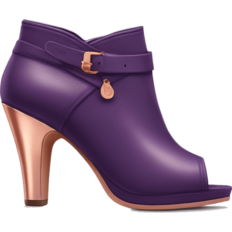 Realistic Isolated pair of dark purple to light purple with rose gold front facing peep toe ankle bootie boots.  emoji