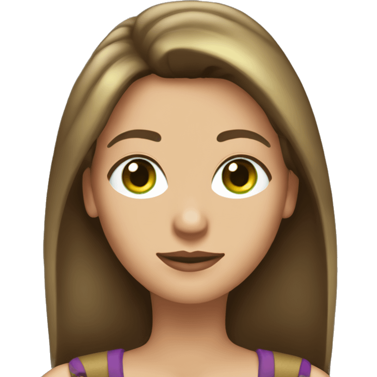 pretty 40 year old woman with grass green eyes and shoulder length straight brown hair wearing a crown emoji