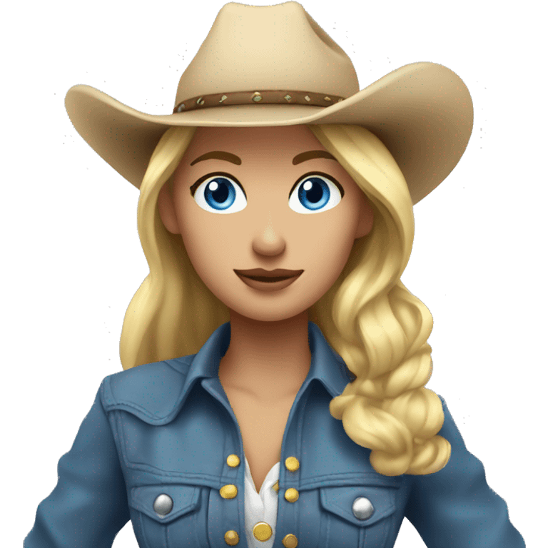 Blonde cowgirl, waist up, blue eyes emoji