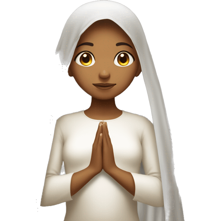 Caramel skin Girl praying for with white veil  emoji