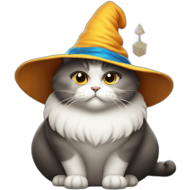 Fat cat with a wizard hat emoji